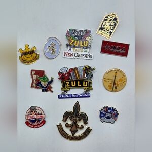 Lot of 11 New Orleans Souvenir Lapel Pins Zulu Taste of New Orleans NOLA Bubba